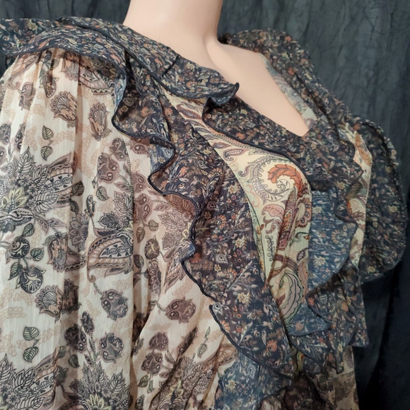 ANTHROPOLOGIE Long Jacket Dress FLORAL DUSTER Victorian Romantic Ruffles XL - Picture 5 of 11